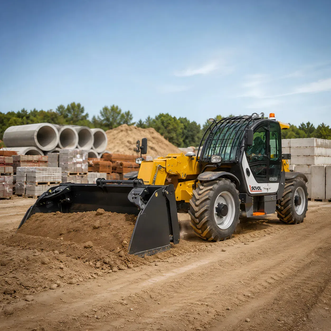 4'ü 1 Arada Telehandler Kepçesi Yükleme ve Bahçe İşleri İçin
