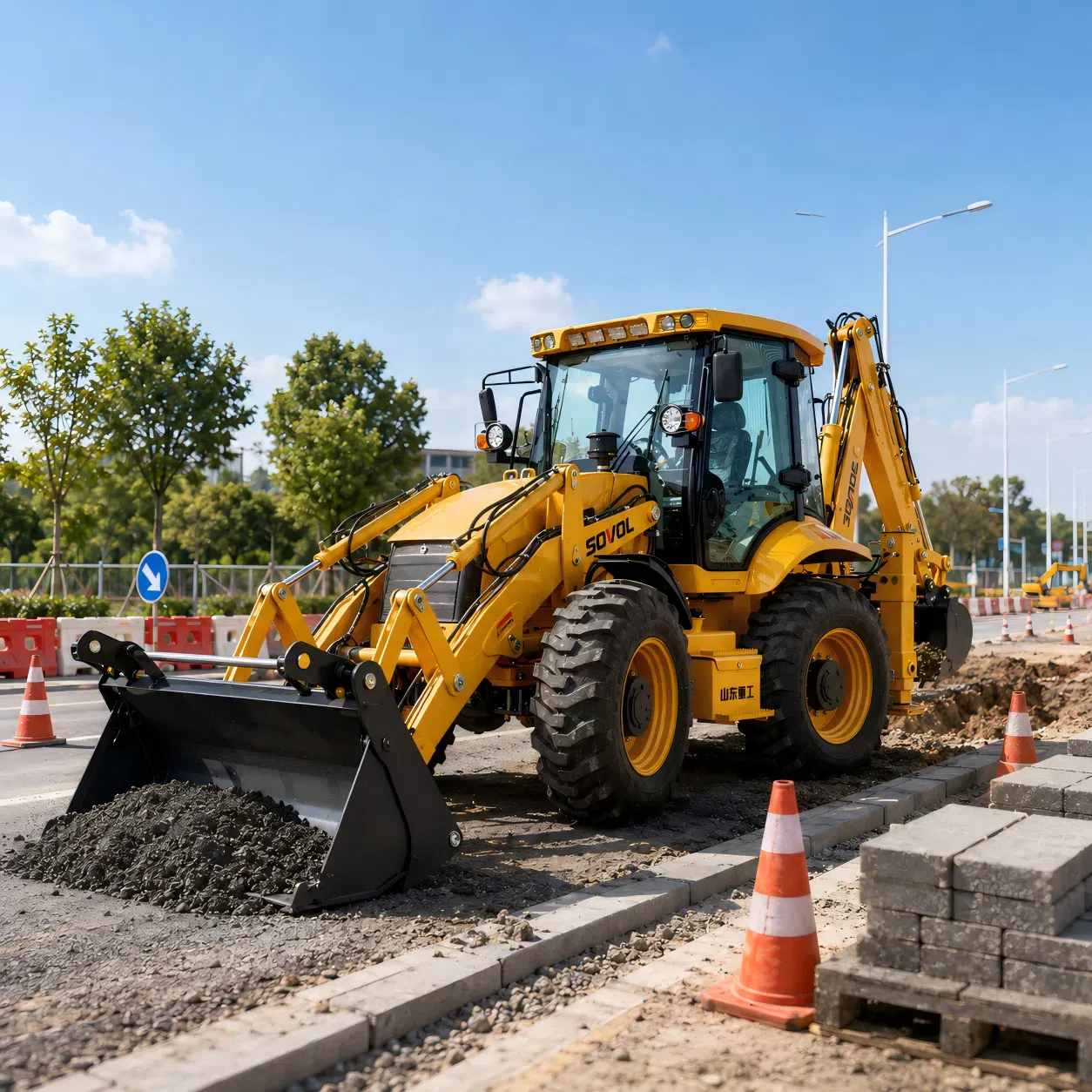Yol Çalışması için Kazıcı Yükleyici