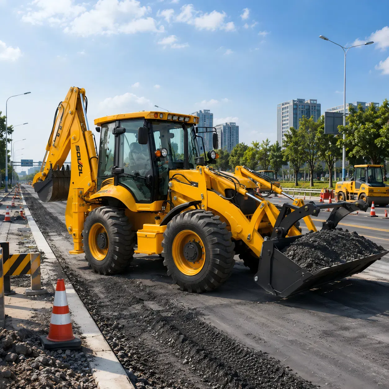 Yol Çalışması için Kazıcı Yükleyici
